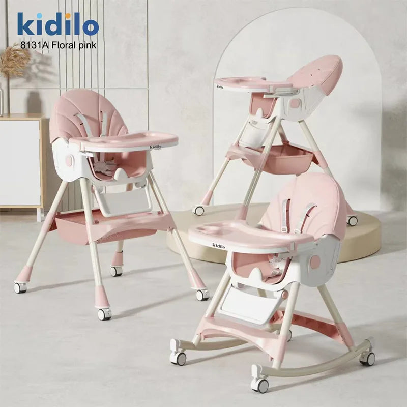 Kidilo New Born Portable Fold  Multiple Plastic Baby High Eating Dinning Learning Sitting Chair Seat Chair for Baby 8131A