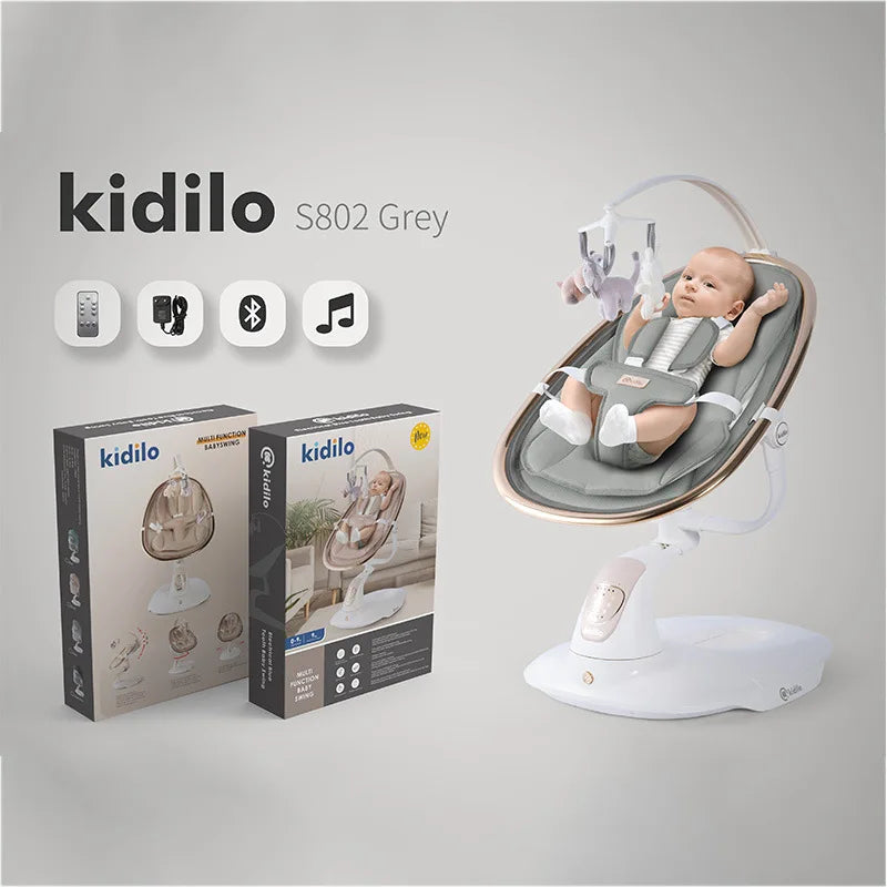 6-36 Months Baby Electric Swing Rocking Chair Foldable Non-Toxic Swing Chair with Bouncer Function for Toddler Sleep Indoor S802