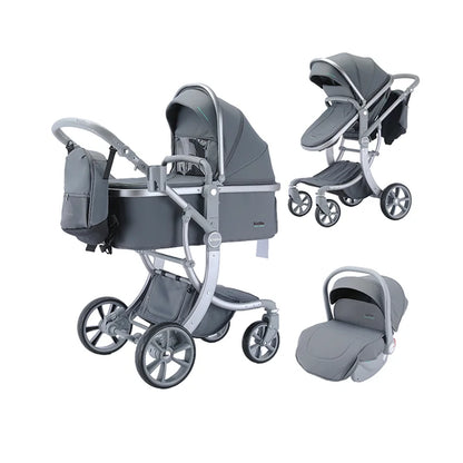 0-3 Years 3 in 1 Kidilo Baby Stroller with Car Seat, Non-Toxic Durable Foldable Travel Stroller for Toddlers Family Trips G606+C
