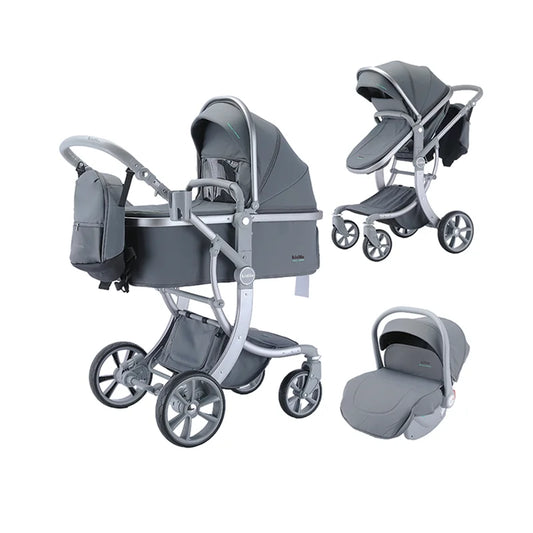 0-3 Years 3 in 1 Kidilo Baby Stroller with Car Seat, Non-Toxic Durable Foldable Travel Stroller for Toddlers Family Trips G606+C