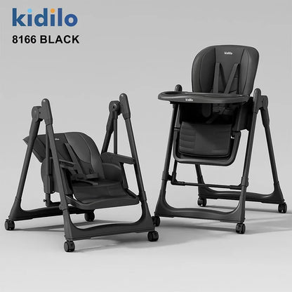 6 Months-3 Years 3 in 1 Kidilo Baby High Chair Foldable for Eating Non-Toxic Feeding Chair for Toddler Dining at Home 8166