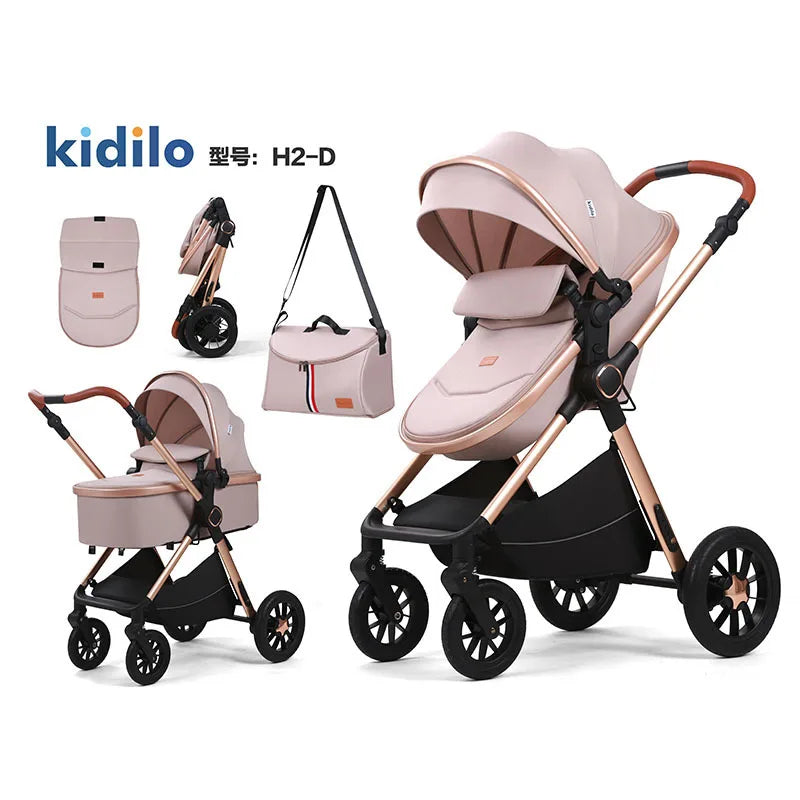 Kidilo 2 in 1 Luxury Folding Travel Wagon Multiple Prams Baby Stroller with Car Seat Set Wholesale From China H2D