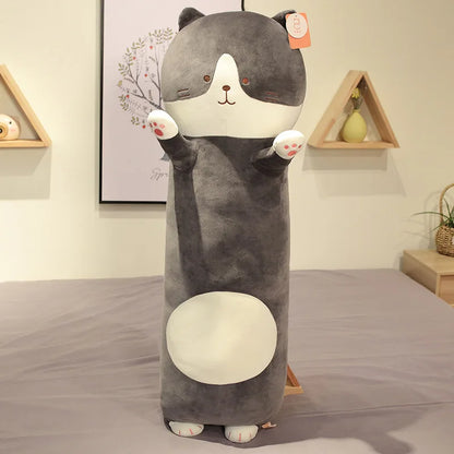 Wholesale Cute Long Stuffed Cat Giant Plush Pillow Cute Cat Stuffed Animals Soft Long Body Throw Sleeping Pillow for Kids Adult