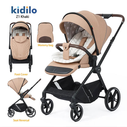0-3 Years Foldable Baby Stroller Lightweight Non-Toxic Travel Stroller with Adjustable Handle for Toddlers Family Trips Z1