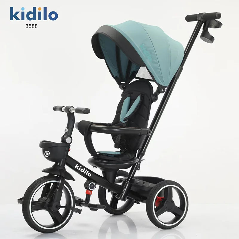 Kidilo Wholesale Baby Strollers 6 Months-3 Years 3-in-1 Ride-On Push Tricycle Stroller with Push Handle for Toddler Outdoor 3588