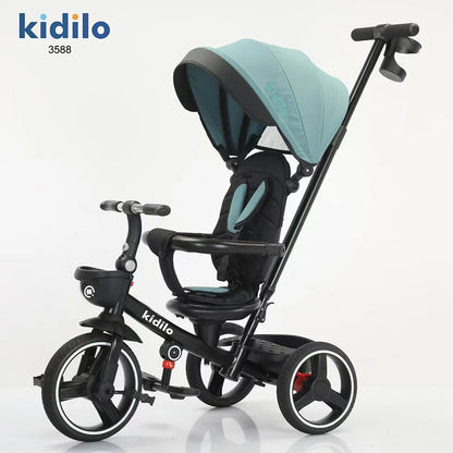 Kidilo Wholesale Baby Strollers 6 Months-3 Years 3-in-1 Ride-On Push Tricycle Stroller with Push Handle for Toddler Outdoor 3588