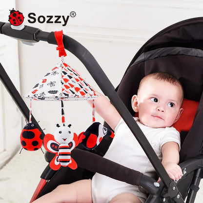 JOLLYBABY Soft Fancy Activity Cube 6-Month Baby Toy with Hanging Bell Early Education Mobiles Gift
