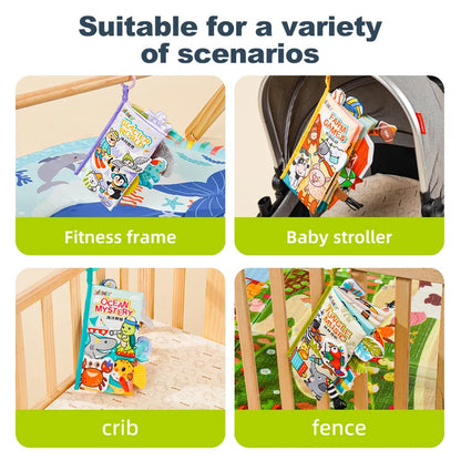 Jollybaby Early Development Interactive Soft Stroller Toys Musical Infant Baby Books with Touch & Feel Crinkle Cloth for Infants