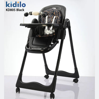 Kidilo 6-36 Months 3 in 1 Foldable Baby High Chair, Non-Toxic Feeding Chair for Home & Small-Space Toddler & Baby Dining KD805
