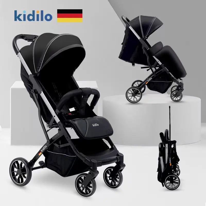 0-3 Years Foldable Kidilo Baby Stroller Lightweight Non-Toxic Travel Stroller with Adjustable Handle for Toddlers Daily Walk K20