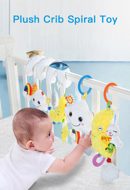 Kid Plush Baby Musical Bed Hanging Rattle Pram Animal Soft Cotton Spiral Activity Suspend Toy for Stroller Soothe the Baby