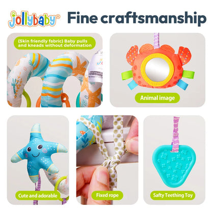 Jollybaby New Kid Plush Bed Rattle Musical Animal Spiral Toy for Baby Stroller Crib Cradle Car Seat-Activity Toy