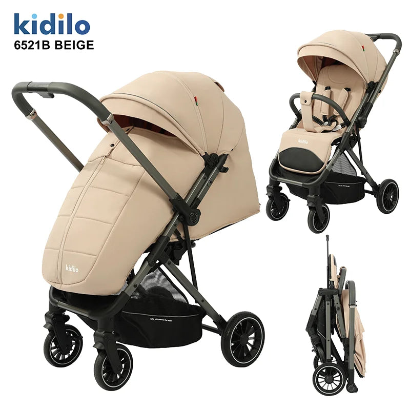 0-3 Years Foldable Baby Stroller: Lightweight Non-Toxic Travel Stroller with Adjustable Handle for Toddlers Family Trips 6521B