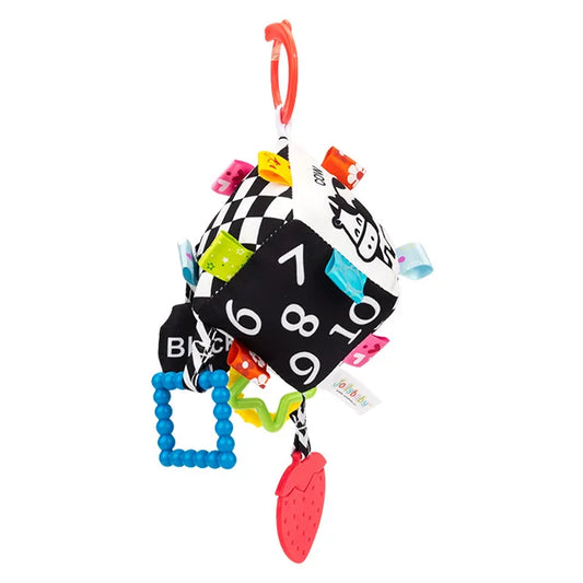 For Jollybaby Newborn Black White Activity Soft Toy Plush Teether Baby Rattle Hanging Educational Toy for Crib Car Seat