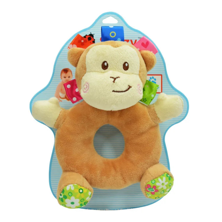 Jollybaby Bpa Free Custom Newborn Plush Baby Stuffed Animals Sensory Hand Rattle Toys for Infant Baby