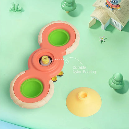 Rotating Baby Fidget Silicone Baby Toy Bath Time Kids Play Hand Suction Cup Spinner Toys Unisex Plastic Cups Insect Oem LOGO