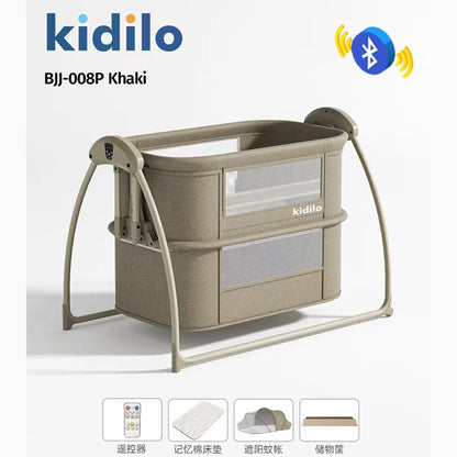 Newborn Foldable Portable Modern Kidilo Luxury Baby Crib, Convertible 3 in 1 Bedside Crib with Mosquito Net for Nursery BJJ-008P