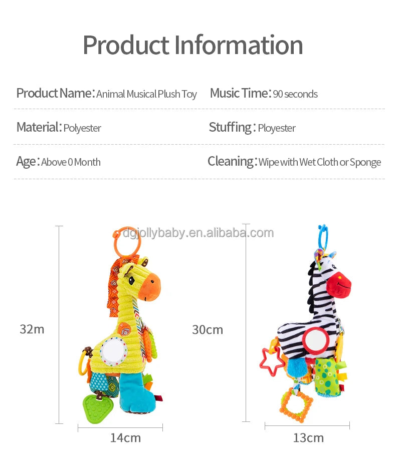 Cute Lion Animal Soft Touch Infant Musical Toy with Pull String Car Seat Pulling String Sets Packaging