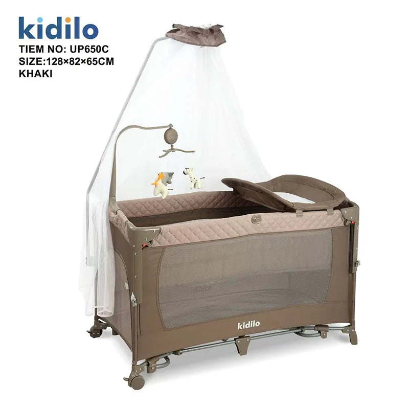 Kidilo Foldable Modern Newborn Travel Baby Portable Bedside Crib Bed 3 in 1 Luxury Set Mosquito Net for Babies UP650C