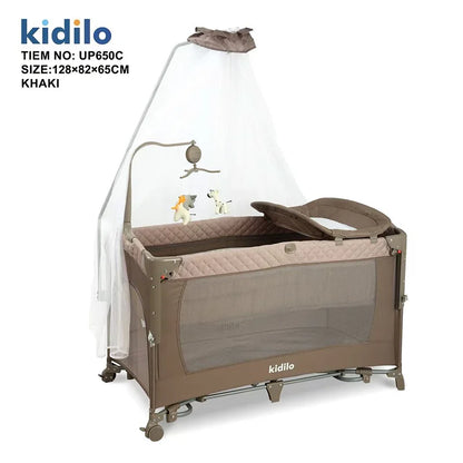 Kidilo Foldable Modern Newborn Travel Baby Portable Bedside Crib Bed 3 in 1 Luxury Set Mosquito Net for Babies UP650C