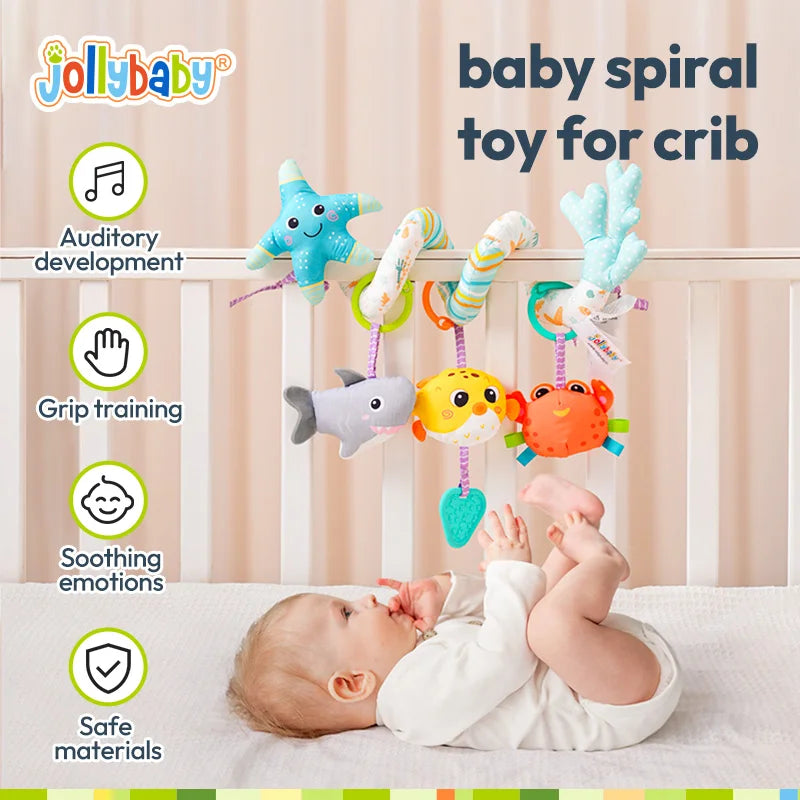 Jollybaby New Kid Plush Bed Rattle Musical Animal Spiral Toy for Baby Stroller Crib Cradle Car Seat-Activity Toy