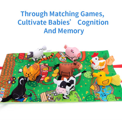 Wholesale Custom 3D Soft Fabric Cloth Book Stuffed Animal Doll with Play Mat for Baby Touch and Animal Education
