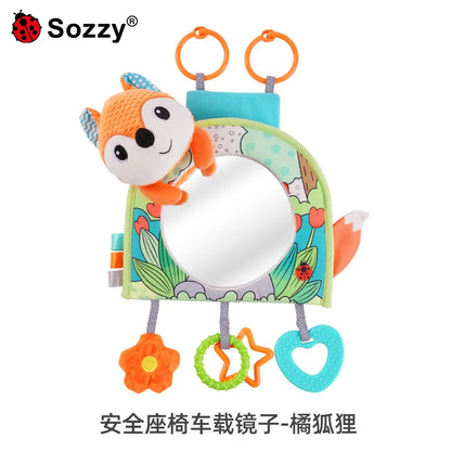 Animal Fox Soft Plush Hanging Rattle Baby Stroller & Car Seat Toy Tummy Time Mirror & Teethers Toy