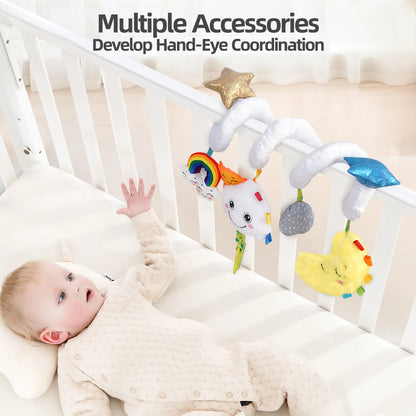 Jollybaby 2025 New Baby Activity Carseat Stroller Musical Hanging Toy Soft Stuffed Spiral Crib Toys