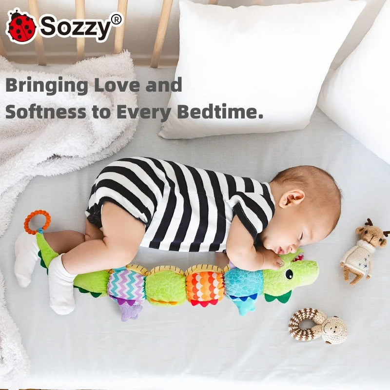 Sozzy High Quality Chameleon Caterpillar Soothing Soft Plush Rattles Tummy Time Toys Sensory Music Stuffed Animal Toy for Infant