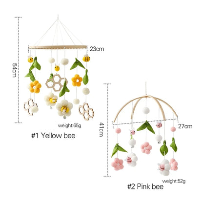 Customization Bee Animal Nursery Decoration Wooden Hanging Toy Baby Musical Crib Mobile Toys for Bed Crib