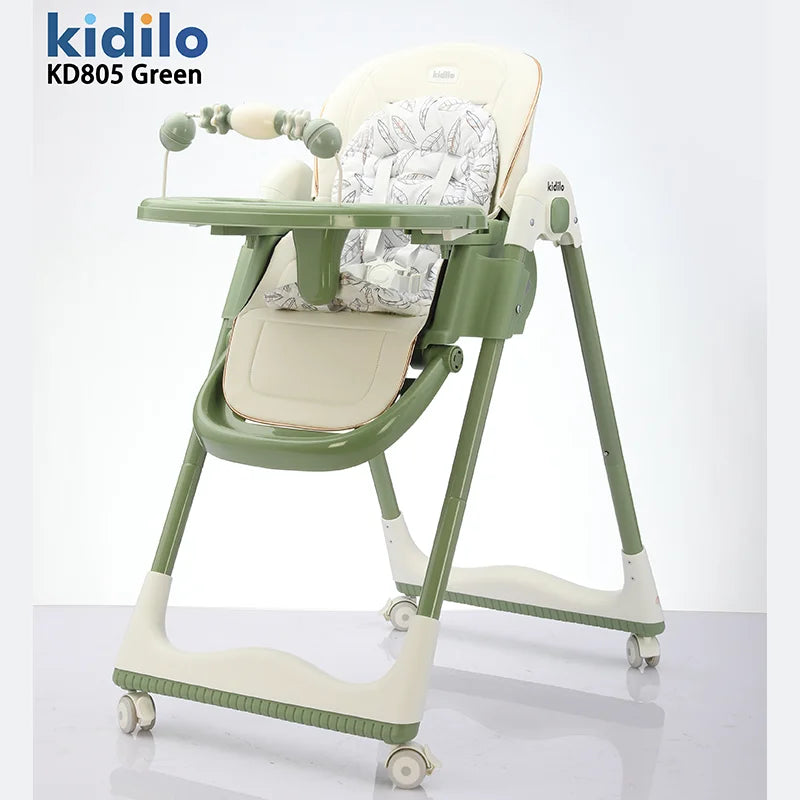 Kidilo 6-36 Months 3 in 1 Foldable Baby High Chair, Non-Toxic Feeding Chair for Home & Small-Space Toddler & Baby Dining KD805