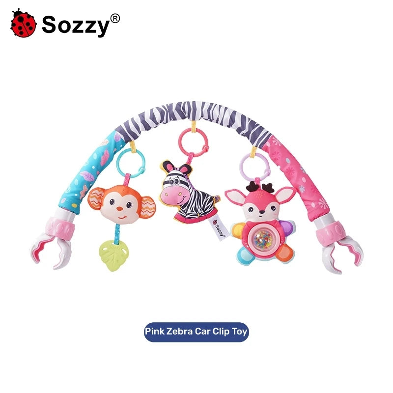 Sozzy Adjustable Animal zebra Baby Musical Baby Activity Pram Arch Crib Toys Activity Arch for Stroller