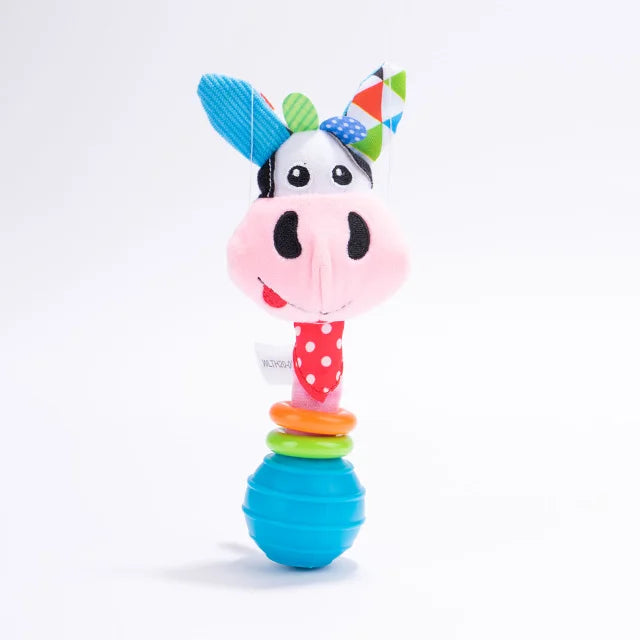 Jollybaby Custom Eco-friendly Soft Rattling Roller Montessori Handbells Rattles Toy Baby Plush Hand Rattles