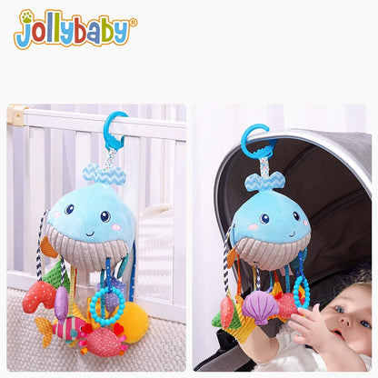 JOLLYBABY Montessori Baby Sensory Soothing Teether Soft Plush Stuffed Inflatable Toy Hanging Rattles for Soothing Entertaining