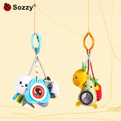 Jollybaby Customised Multifunction Ocean Fruit Shaking Ring Rattle Doll Soft Toy Hanging Bell for Babies