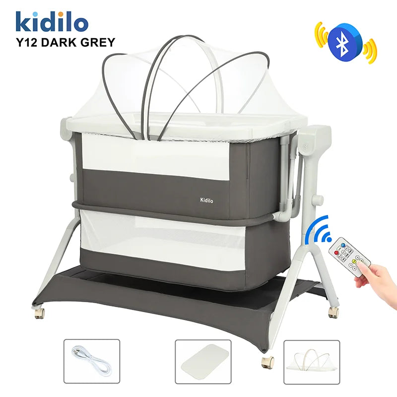 Kidilo Foldable Modern Newborn Travel Baby Portable Bedside Crib Bed 3 in 1 Luxury Set Mosquito Net for Babies Y12