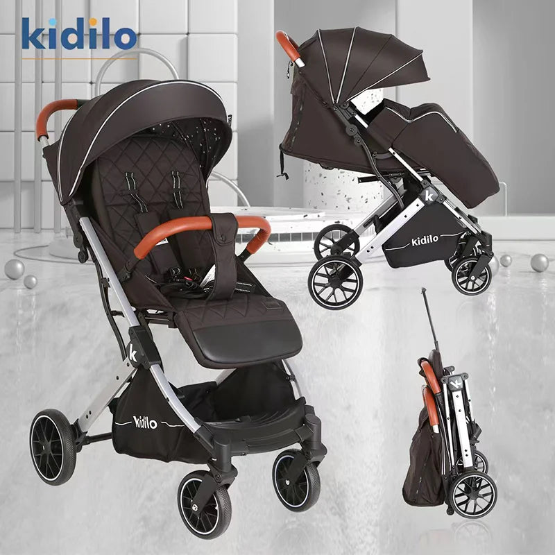 0-3 Years Foldable Baby Stroller: Lightweight Non-Toxic Travel Stroller with Adjustable Handle for Toddlers Family Trips K12F