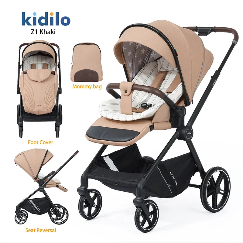 0-3 Years Foldable Baby Stroller Lightweight Non-Toxic Travel Stroller with Adjustable Handle for Toddlers Family Trips Z1