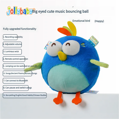 Jollybaby Electric Jumping Bird Sensory Toy Emotional Soothing Music Dancing plush Toy for Babies 0-6 yrs Early Education