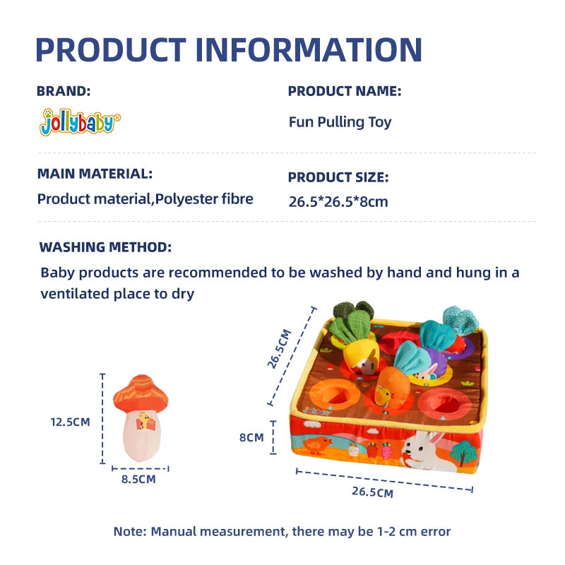 Jollybaby Montessori Soft Carrot Plush Stuffed Toy Learning Baby Sensory  Vegetable Plush Toys Set Radish Pulling Toy