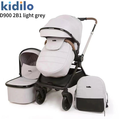 Kidilo Baby Stroller Multiple Luxury Travel Folding Wagon Baby Stroller 2 in 1 with Car Seat Set for Babies Wholesale D900 2B1