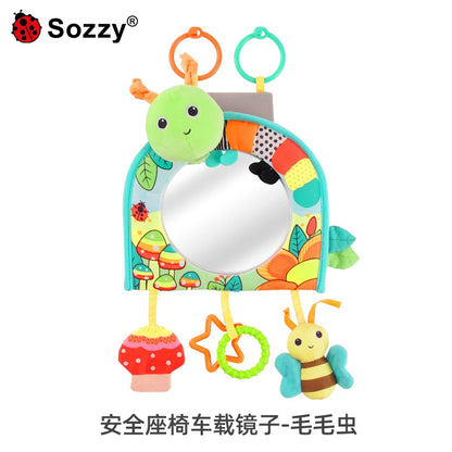 Animal Fox Soft Plush Hanging Rattle Baby Stroller & Car Seat Toy Tummy Time Mirror & Teethers Toy