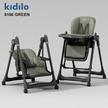 6 Months-3 Years 3 in 1 Kidilo Baby High Chair Foldable for Eating Non-Toxic Feeding Chair for Toddler Dining at Home 8166