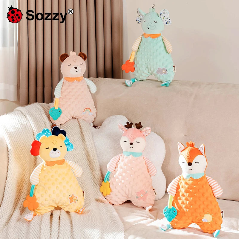 Wholesale Soft Stuffed lion Elephant fox Animal Plush Baby Security Blanket Comforter for Newborn Infant
