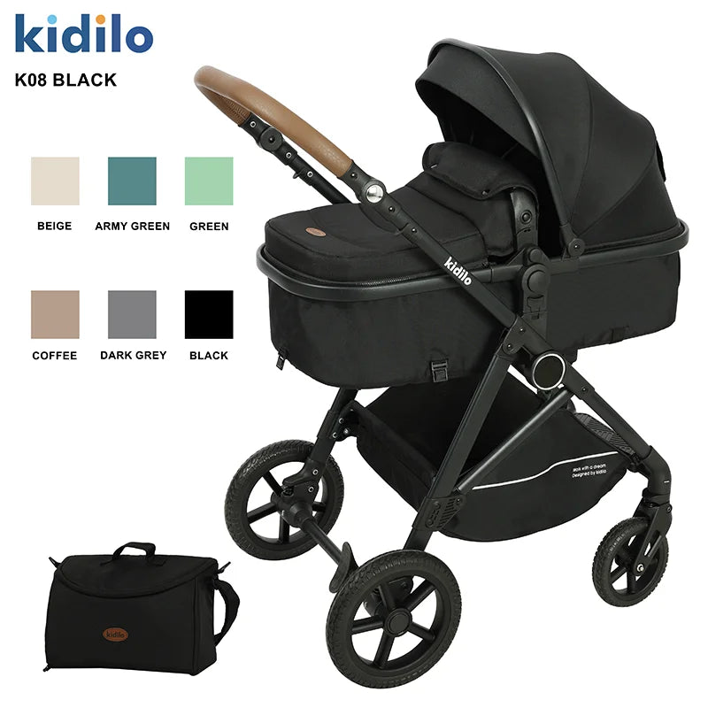 Kidilo Multiple Luxury Pushchair Prams Travel Folding Wagon Baby Stroller 2 in 1 with Car Seat Set for Babies Wholesale K08