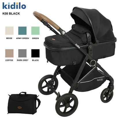 Kidilo Multiple Luxury Pushchair Prams Travel Folding Wagon Baby Stroller 2 in 1 with Car Seat Set for Babies Wholesale K08
