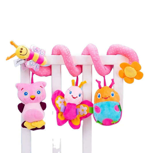 Sozzy Take-Along Pink Infant Crib Stroller Sensory Activity Spiral Hanging Rattle Toy Custom Logo Soft Baby Rattles