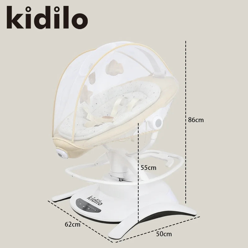 6-36 Months Baby Electric Swing Rocking Chair Foldable Non-Toxic Swing Chair with Bouncer Function for Toddler Sleep Indoor TY01