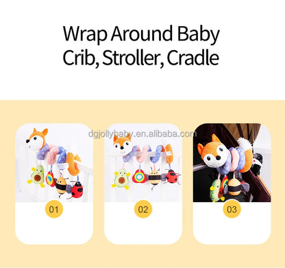 Soft Animal Fox Baby Training Stroller Hanging Soft Animal Plus Car Seat Activity Babi Toy Spiral Bed