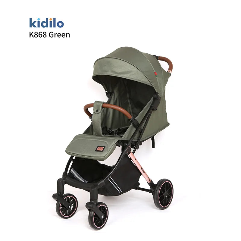 0-3 Years Foldable Lightweight Kidilo Baby Stroller Non-Toxic Travel Stroller with Adjustable Handle for Toddlers Trips K868